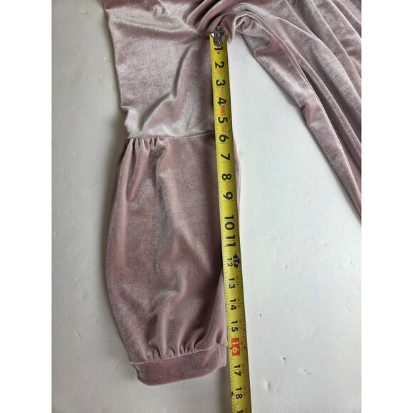 Madewell Velvet Balloon-Sleeve Mini Dress Pink Small Holiday Party - Picture 6 of 9